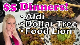 $5 Dinners • Realistic Budget Cooking • Aldi | Dollar Tree | Food Lion