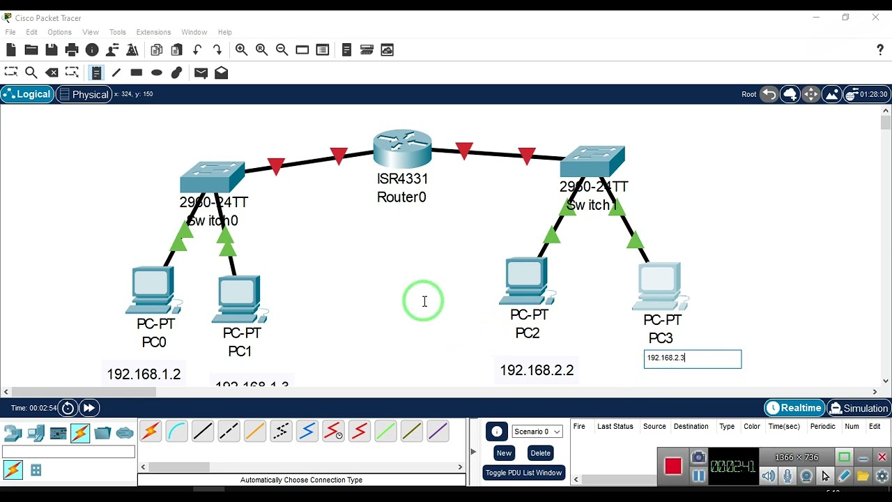 شبكات حاسوبية عملي - التجربة الأولى - توصيل شبكتين عبر راوتر