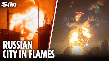 Ukraine drones STRIKE Feodosia fuel depot in Crimea sparking massive blaze