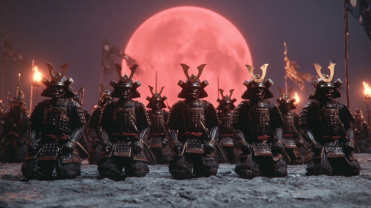 Red Moon Ritual Samurai Bushido Red Moon Ritual | Epic Japanese Warriors Ceremonial ...