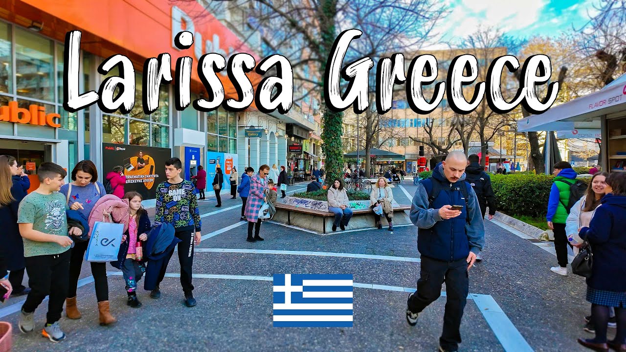 Larissa Greece, silent walking tour 4k, Greece 2024