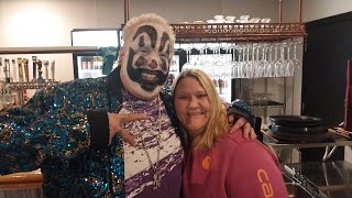 My girlfriend taking a pic with Violent J of the Insane Clown Posse (bartender got hoed) lol