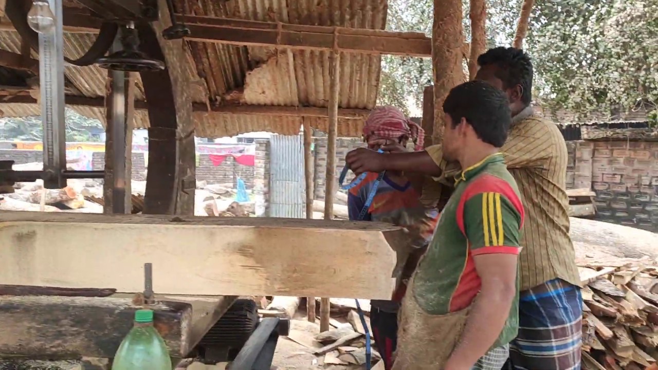 Broken Sawmill Near Me Cutting Teak Wood Skilled Teamwork 