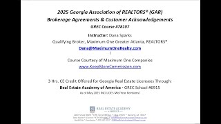 2025 GAR Brokerage & Customer Agreements - CE Class
