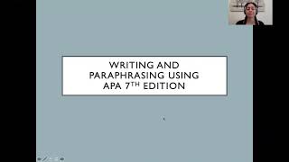 Writing and Paraphrasing with APA 7th Edition