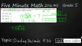 5th Grade STAAR Practice Dividing Decimals (5.3G - #1)