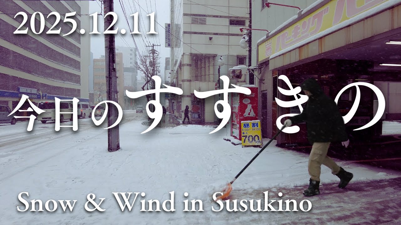 雪と風が吹きつける昼のすすきのを歩く｜最後は地下街へ避難