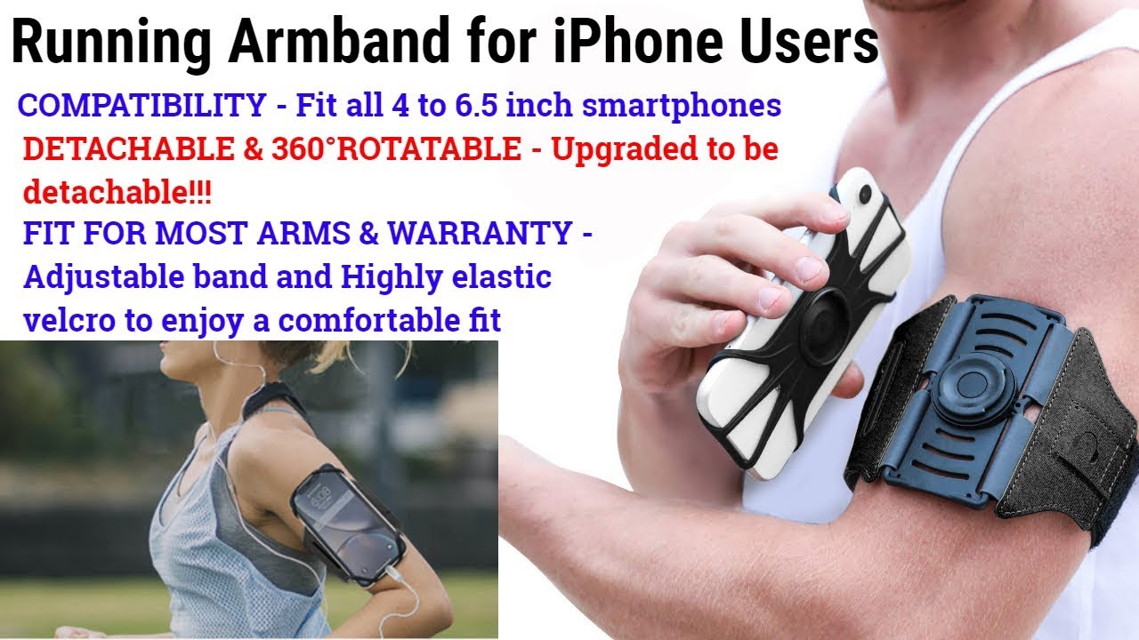 Running Armband for iPhone Users With All Screen Friendly, Detachable & 360°Rotatable YouTube