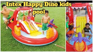 🌞🏖️Summer time|Intex Happy Dino play center pool for kids with toys|| fun time| review & setup