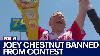 Joey Chestnut banned from 2024 Nathan’s Hot Dog Eating Contest