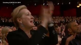 Meryl Streep Cheers Patricia Arquette's "Equal Pay" OSCARS Speech