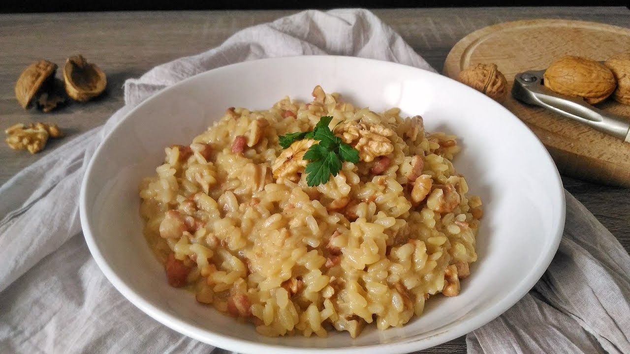 Risotto con noci e pancetta rice with walnuts and bacon YouTube