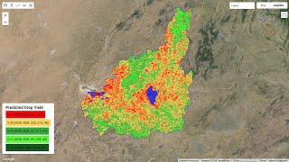 Crop Yield Prediction Map, Using Linear Regression Model Using Satellite Data on Google Earth Engine