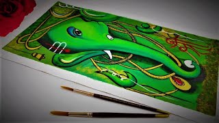 Painting Ganesha using Acrylic Colors on Canvas by Varsha | Ganpati Acrylic Painting | Modern Art. screenshot 5