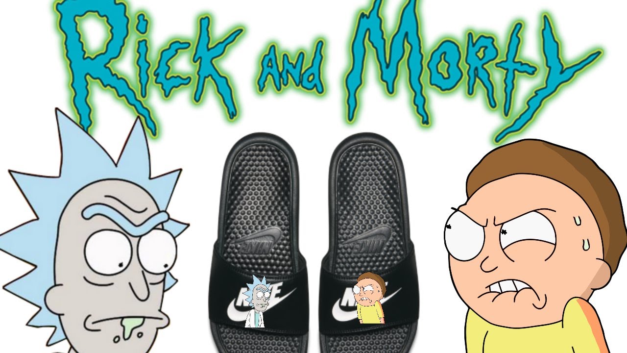 rick and morty nike slides