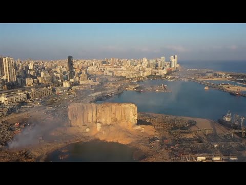 Aerial footage shows devastating impact of Beirut explosion