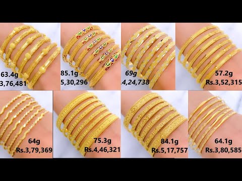 Latest gold bangle sets with weight and 