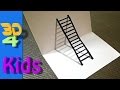 easy 3d drawing draw LADDER step by step for kids and beginners