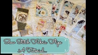 Shabby Chic Fabric Flip Pages Fabric Quarters Snippets Slow Stitch Pocket Embellishments for your Latest Craft Project!