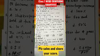 CLASS 7 comparing Quantities MCQs