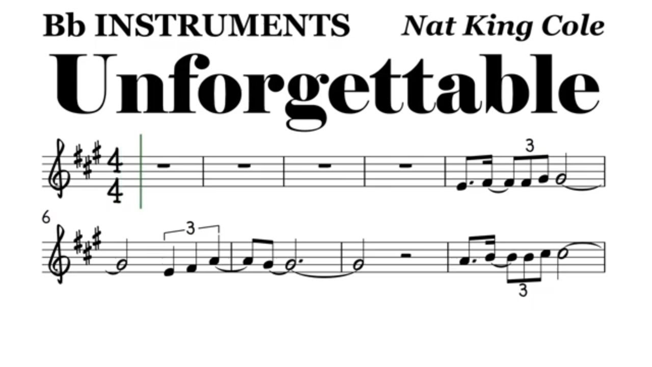 Unforgettable Bb Instruments Sheet Music Backing Track Play Along Partitura
