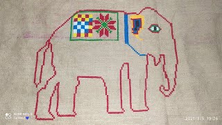 Choter bostay Elephant cross stitch design Part1 || চটের বস্তায় হাতির ডিজাইন || Sandhya Sikdar