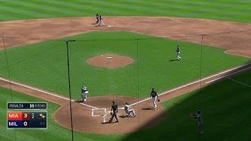 MIA@MIL: Rojas grounds an RBI single to right field