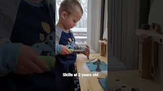 He is a natural. skills at 2 years old. #shorts #toys #kids #tools