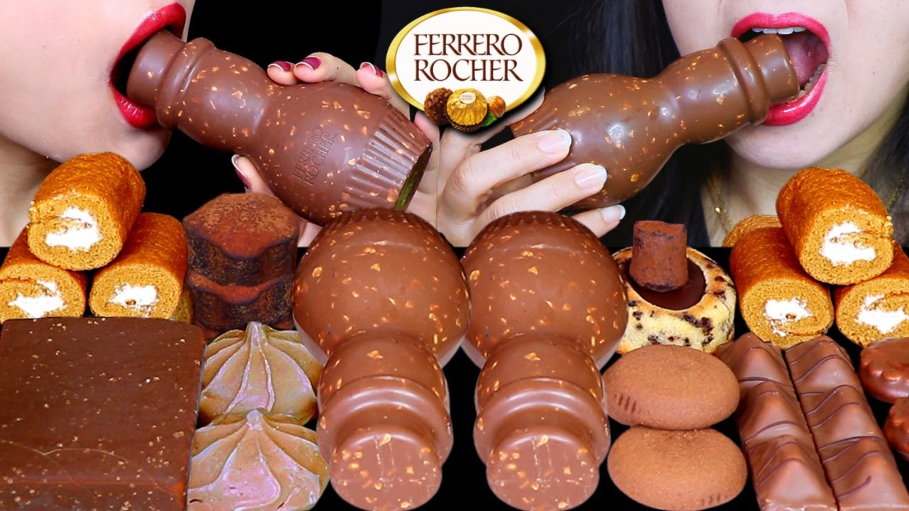 ASMR GIANT FERRERO ROCHER SNOWMAN, CRUNCHY CHOCOLATE ICE CREAM, CAKE BITES, MERINGUE, TIGER CAKE 먹방