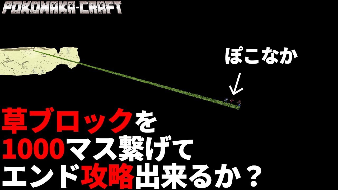 マインクラフト 草ブロックを1000マス繋げてエンド攻略出来るのか 統合版 ぽこなかくら 28 Youtube