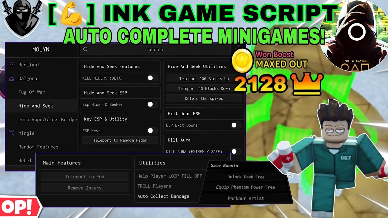 [💪]Ink Game Keyless Script | Auto Win🔥(Tug of war,Mingle,Redlight,etc ...