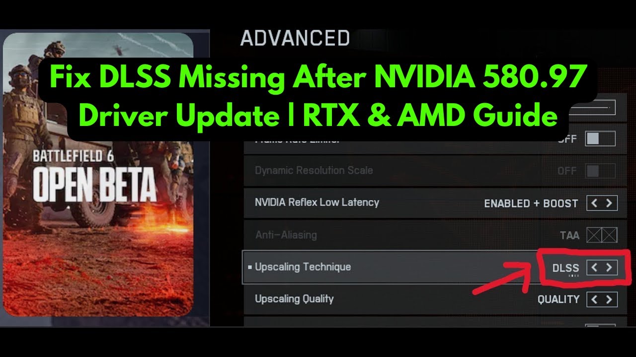 Battlefield 6 – Advanced Fix for DLSS Missing After NVIDIA 580.97 ...