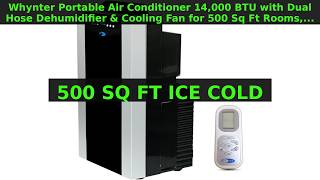Whynter Portable Air Conditioner 14,000 BTU with Dual Hose Dehumidifier & Cooling Fan for 500