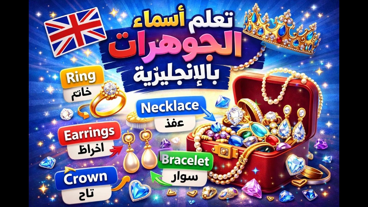 كل أسماء الحُليّ والمجوهرات بالإنجليزية | تعلّم بسرعة . درس ممتع وسهل للمبتدئين
