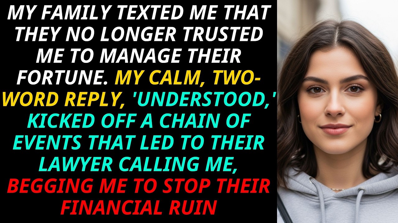 My Family Claimed I Couldn't Handle Their Fortune. My Two-Word Reply, 'Understood,' Ended Everything