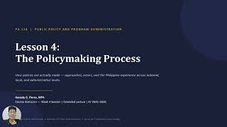 PA116 Lesson 4 Policymaking Process (Part 1)