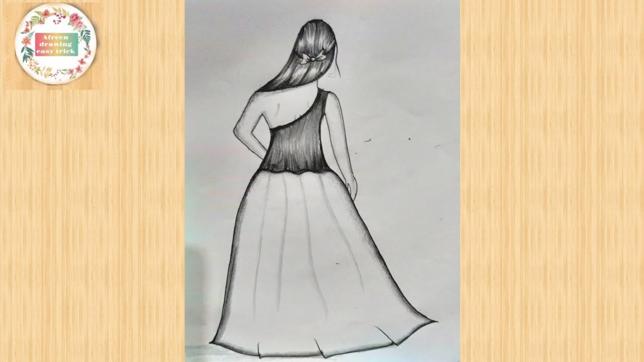how to draw a girl with beautiful dress/girl drawing/ pencil drawing/pencil sketch for beginner