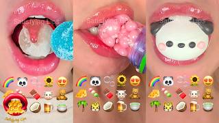 MOST SATISFYING! ASMR Eating Emoji Food Challenge frozen Honey Wax Candy