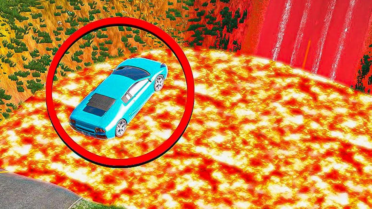 Cars vs Deep Lava Crater - BeamNG.drive
