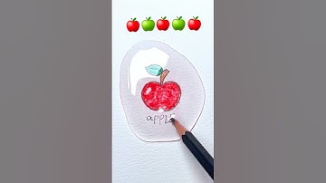 Easy drawing red apple but in water kids art #kids #fruit #apple #easydrawing #drawing #kidsart