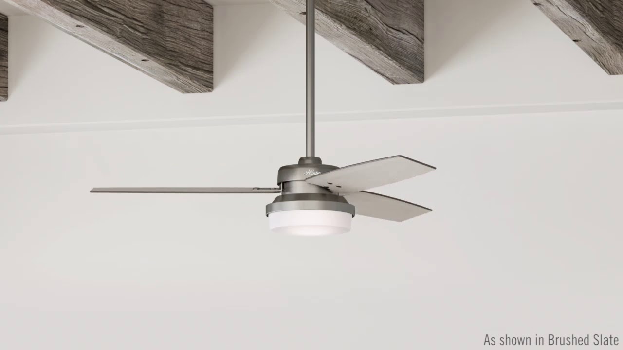 Hunter 59211 52 in. Sentinel Ceiling Fan with Light and Remote (Brushed Slate) YouTube