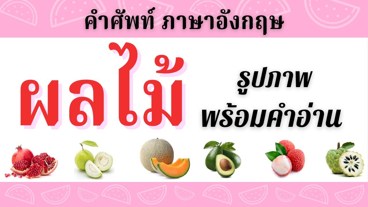 คําศัพท์ภาษาอังกฤษ คําอ่าน คําแปล  2022 Update  คำศัพท์ ผลไม้ ภาษาอังกฤษ พร้อมคำอ่าน ผลไม้ไทย ผลไม้ต่างประเทศ ชื่อผลไม้ต่างๆ Fruits Vocabulary