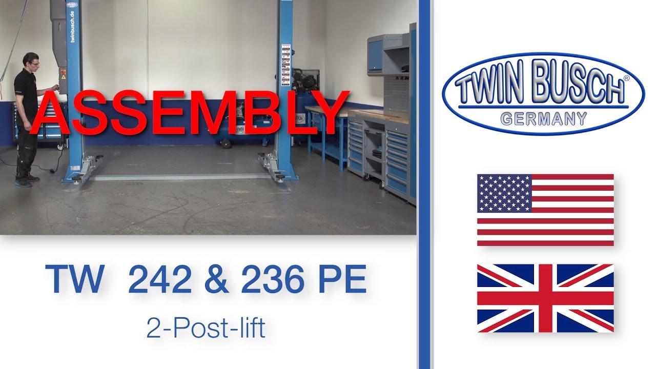 Assembly of the TW 242 PE and TW 236 PE 2-Post-Lift from TWIN BUSCH®