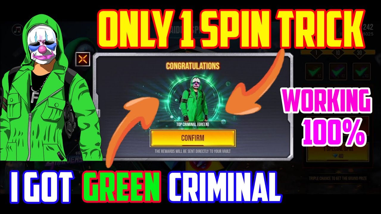 Finally I Got Green Criminal Bundle| Raider Spin Event Free Fire|New Legendary Criminal Bundle Event