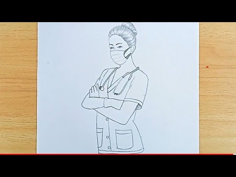 How to draw A lady doctor | step by step drawing for beginner | Doctor ...