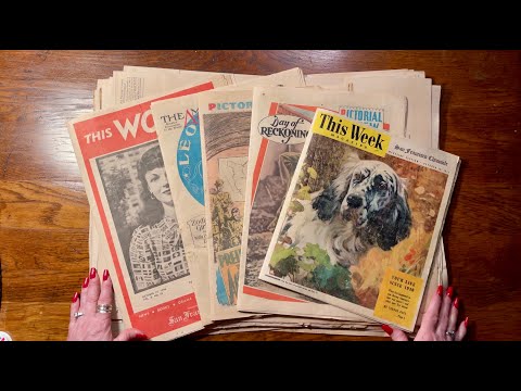 1944 Newspapers! Page turning only (No talking) Vintage newspaper! ~ASMR