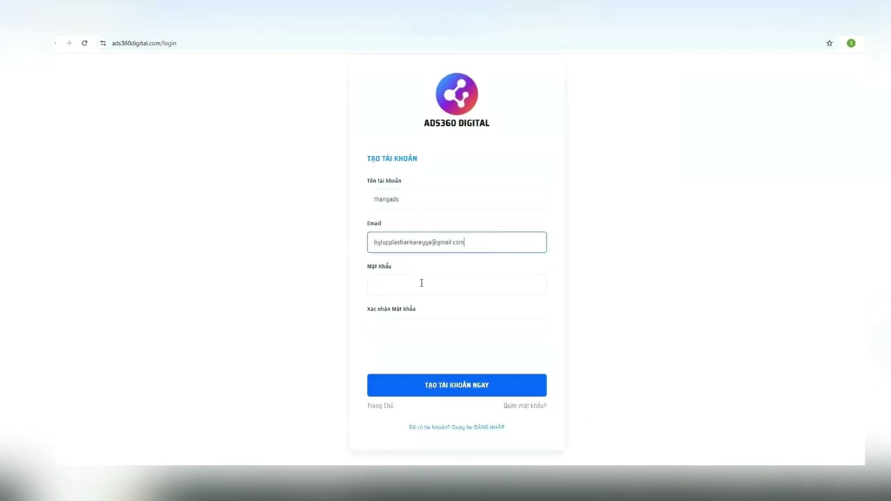 Bước 1: Đăng ký tài khoản Ads360