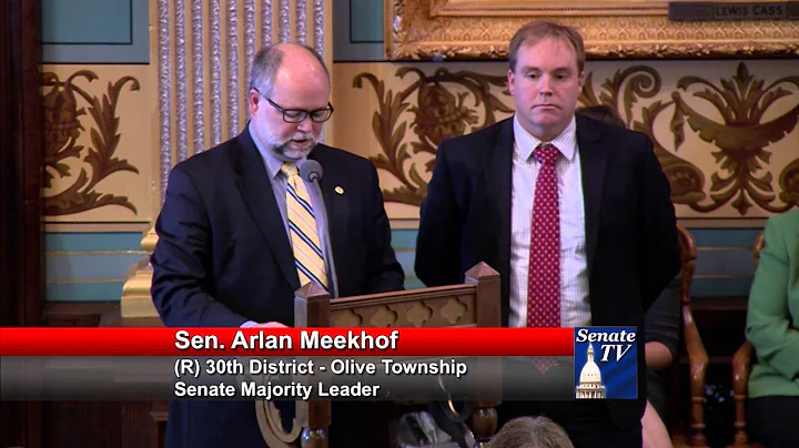 Sen. Meekhof honors Chad Arnold at the Michigan Senate