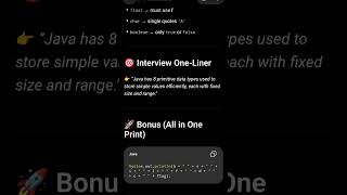 Java Program all Primitive data type #shorts