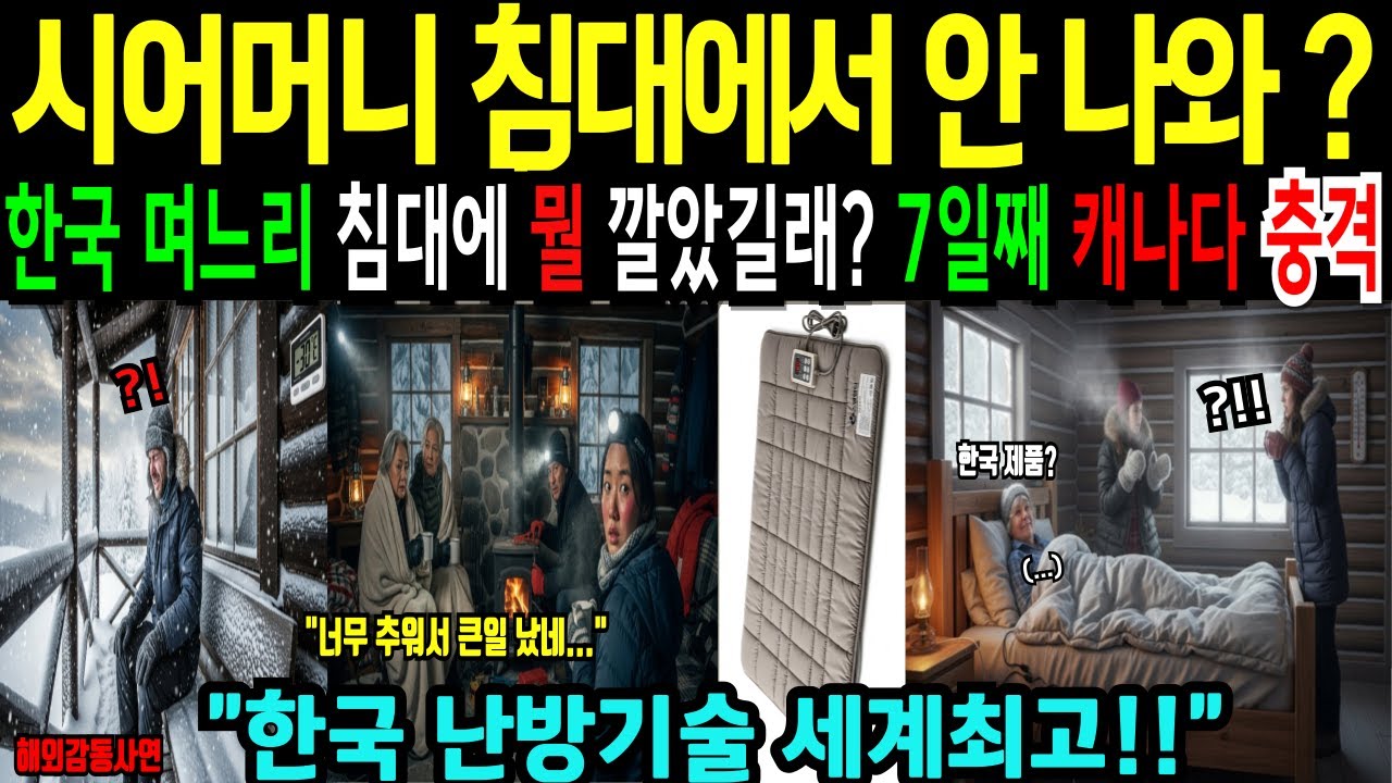 [해외감동사연]한국 며느리가 K- 난방기술로  로키산맥 별장에서 캐나다 시댁 살린 7일간의 기적, 시어머니 침대에서 못 나오게 했다.